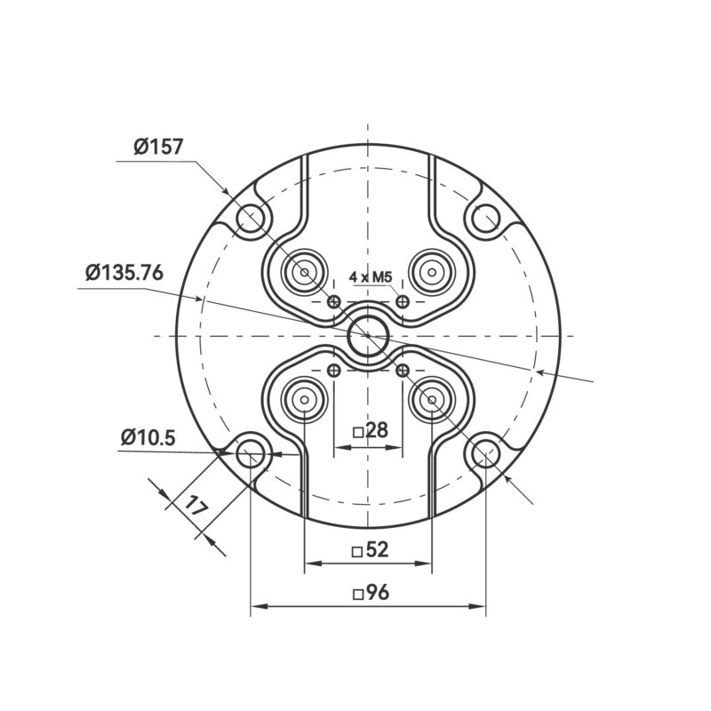 Zero-Point Plate – Round – 157x157x27mm – Grid 52 - Image 2