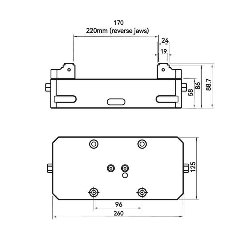 TFG Vice for Grid 96 - 125x260mm - Removable Jaws - Image 2