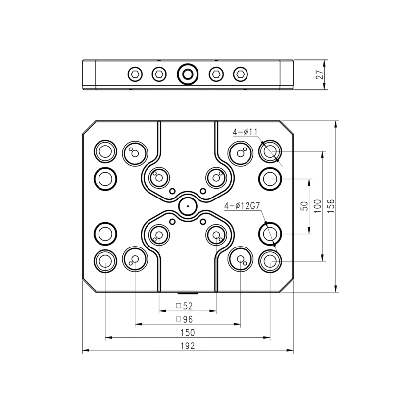 Zero-Point Combo Plate – 52 / 96 Grid – Rectangle – 192x156x27mm - Image 2