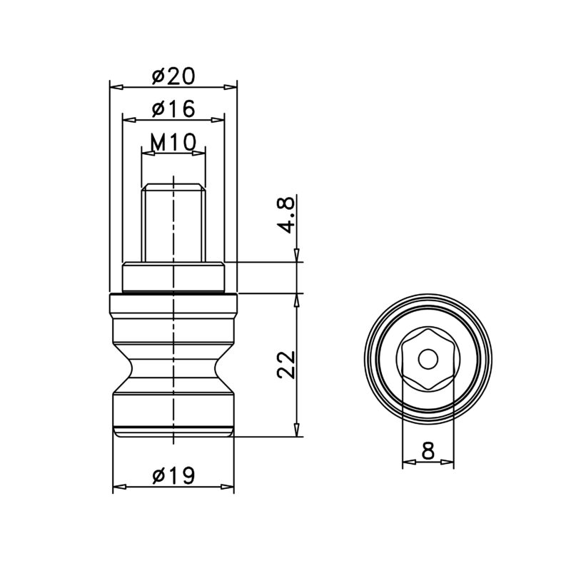 Vice Mounting Stud Set (4 Pcs)-for Grid 96 - Image 2