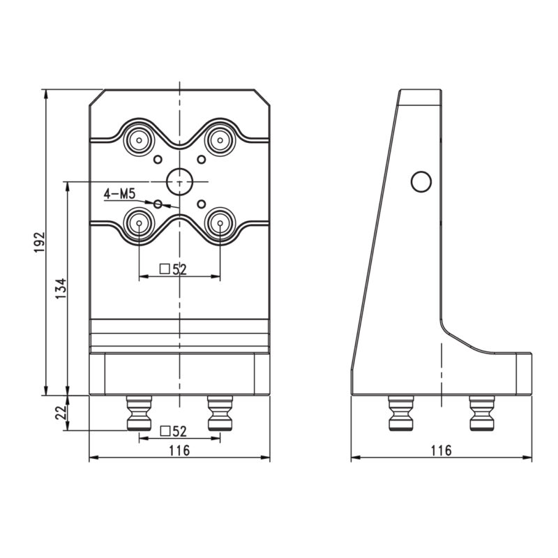 Zero Point 90° L Plate, Fixture Base, Single Side-Grid 52 - Image 2