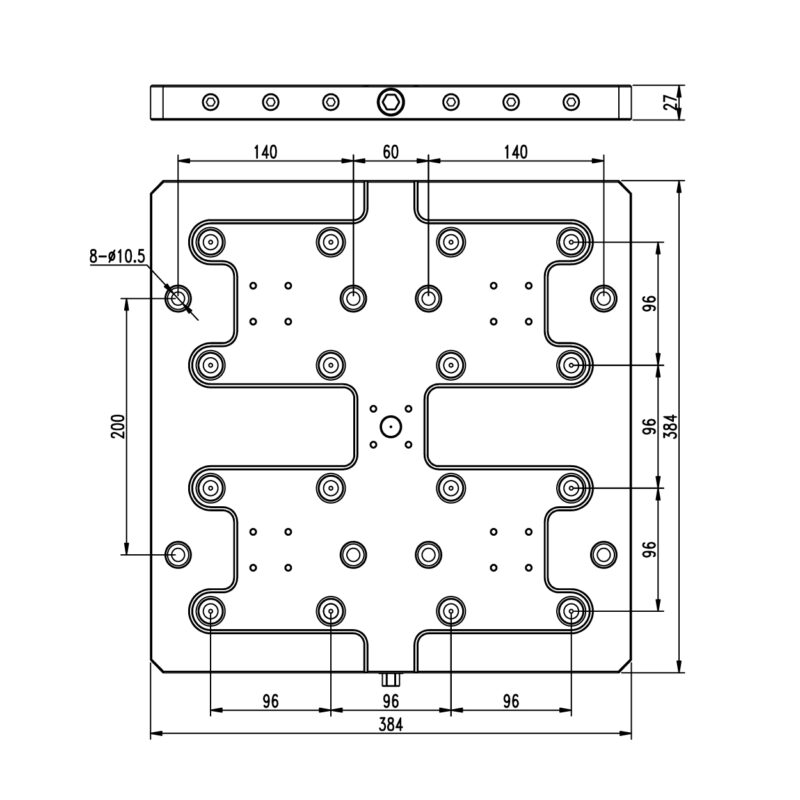384x384x27mm Quad Plate, Zero-Point Plate, Grid 96 - Image 2
