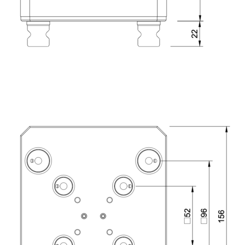 100mm Zero Point Riser – Integrated 96 & 52 Grid (96 Stud Base)