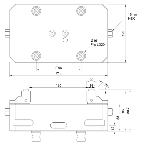 125x210mm Self-Centering Vice with Fixed Jaws