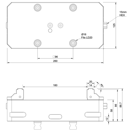 125x260mm Self-Centering Vice with Fixed Jaws
