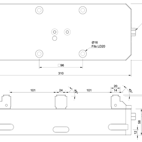 125x310mm Twin Station Self-Centering Vice with Fixed Jaws