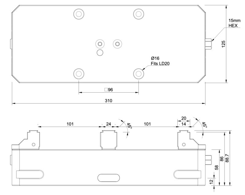 125x310mm Twin Station Self-Centering Vice with Fixed Jaws - Image 2
