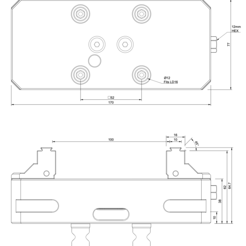 77x170mm Self-Centering Vice with Fixed Jaws