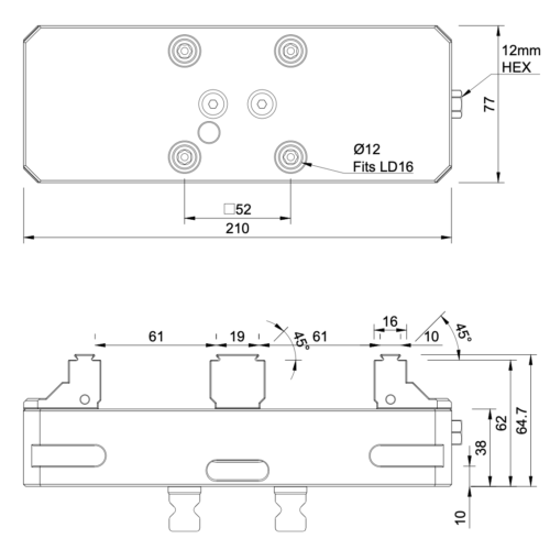 77x210mm Twin Station Self-Centering Vice with Fixed Jaws