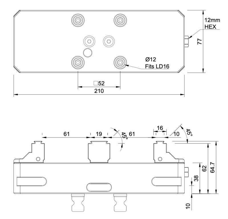 77x210mm Twin Station Self-Centering Vice with Fixed Jaws - Image 2