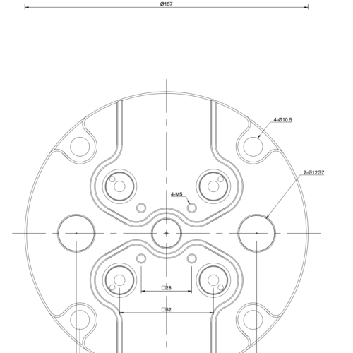 Zero Point Plate – Round – Ø157x27mm – Grid 52
