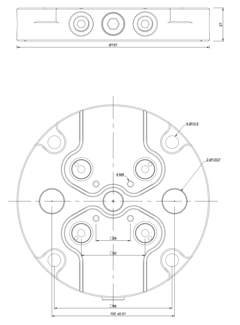Zero Point Plate - Round - Ø157x27mm - Grid 52 - Image 2