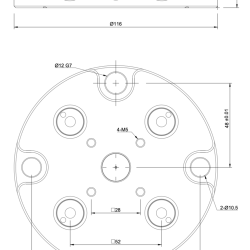 Zero Point Plate – Round – Ø116x27mm – Grid 52