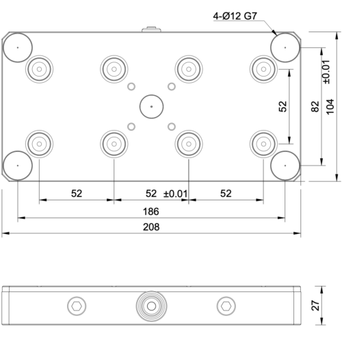 208x104x27mm Dual Plate, Zero Point Plate, Grid 52