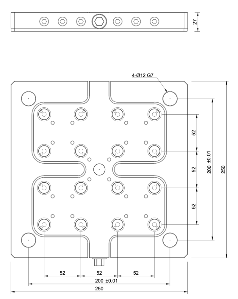 250x250x27mm Quad Plate - Zero Point Plate - Grid 52 - Image 2