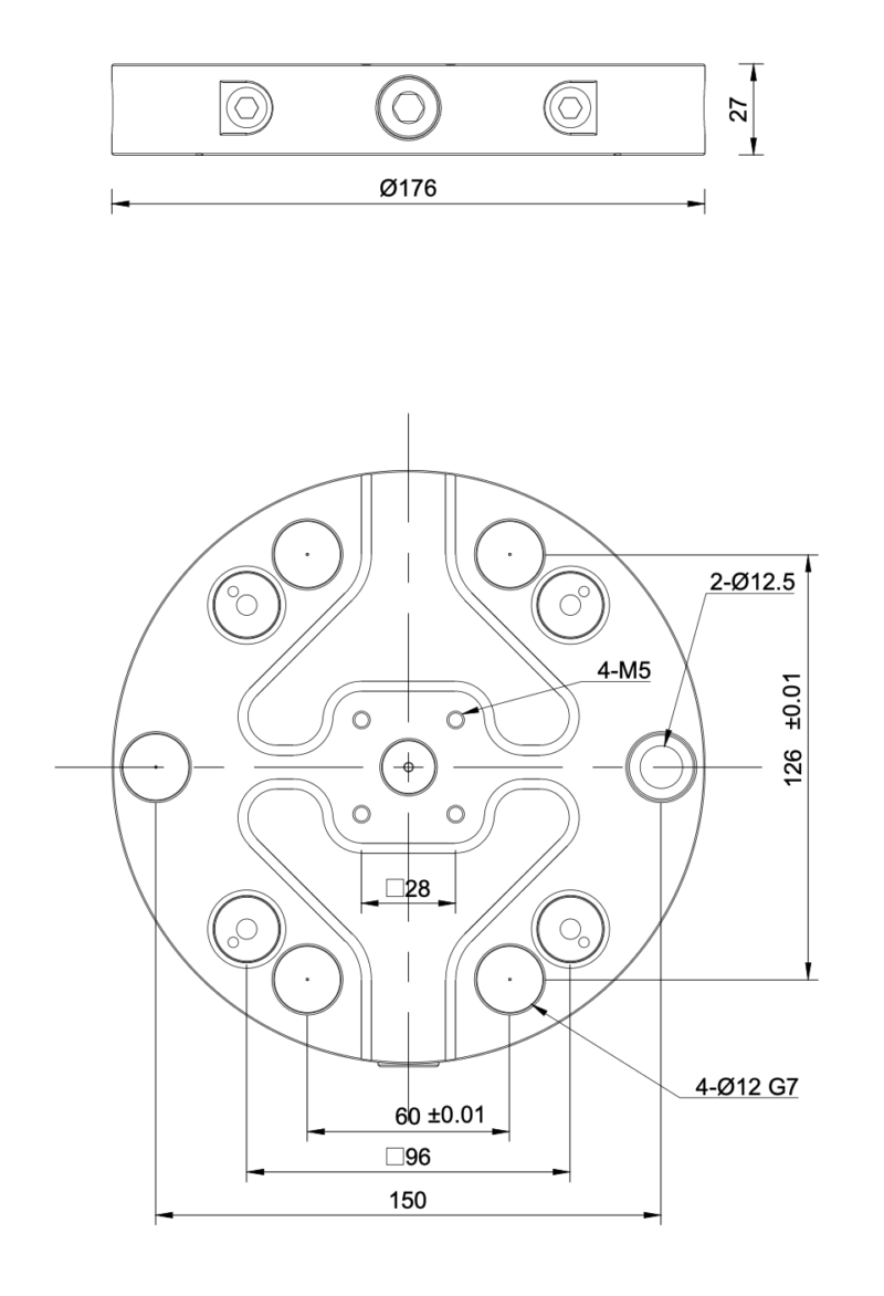 Zero-Point Plate – Round – Ø176x27mm – Grid 96 - Image 2