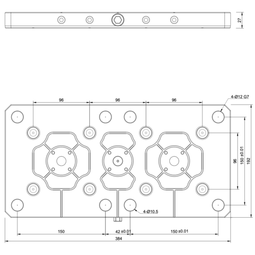 384x192x27mm Dual Plate – Zero Point Plate – Grid 52