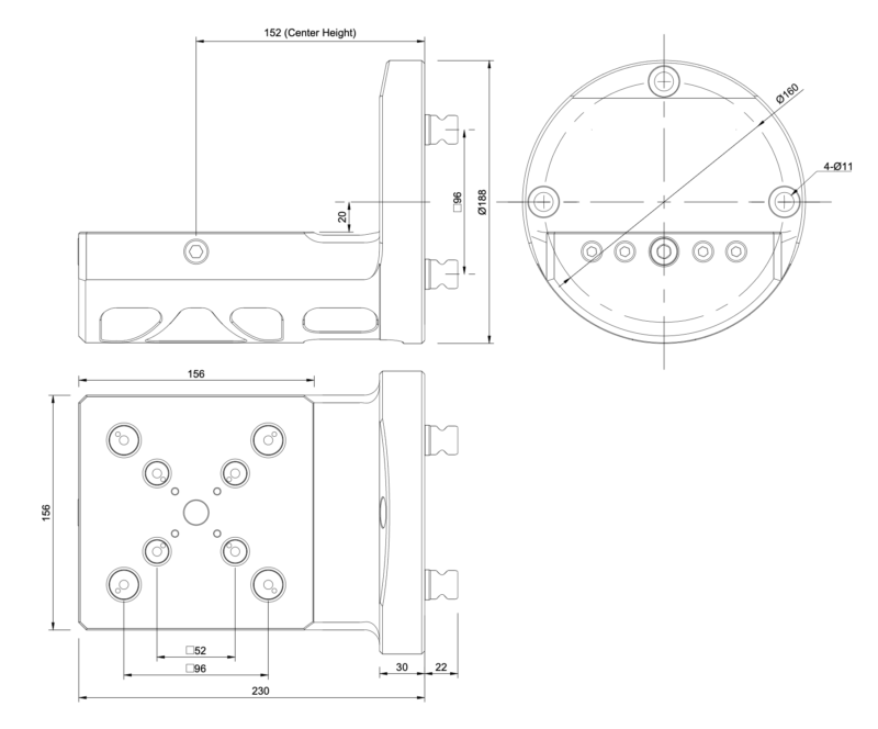 Zero Point 90° L Plate, Fixture Base, Single Side – Integrated 52/96 - Image 2