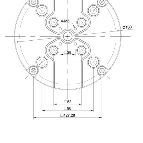 Zero-Point Plate – Round – 52 / 96 Grid – 199x27mm